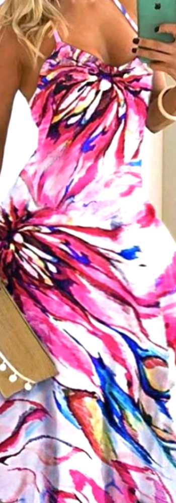 Trendy floral design maxi dress